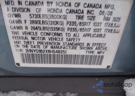 2006 Acura Mdx z USA, uszkodzony, nr VIN 2HNYD182X6H548251